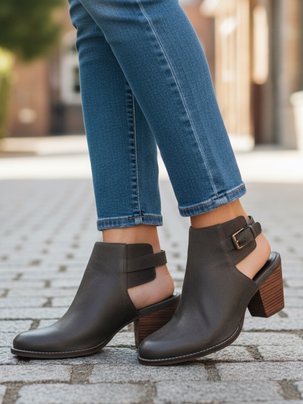 Cole Haan Pippa Leather Slingback Block Heel Booties Stormcloud Size 10B - Picture 1 of 12